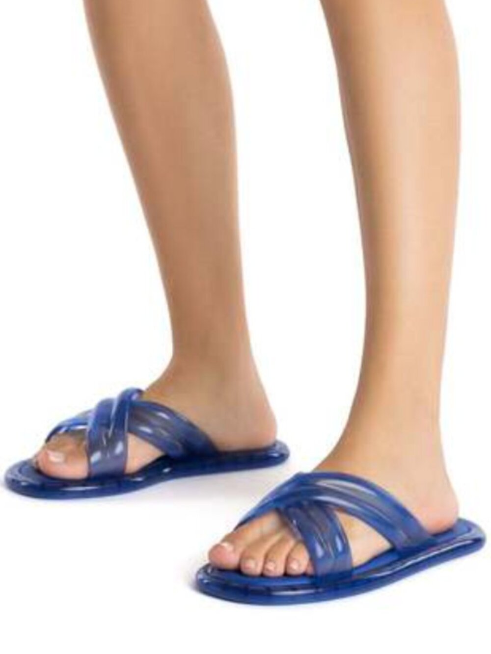 Larroude x Melissa Cali Jelly Slide Sandal, Blue EU 37 US 6